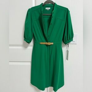 Calvin Klein short puff sleeve belted dress,size 4